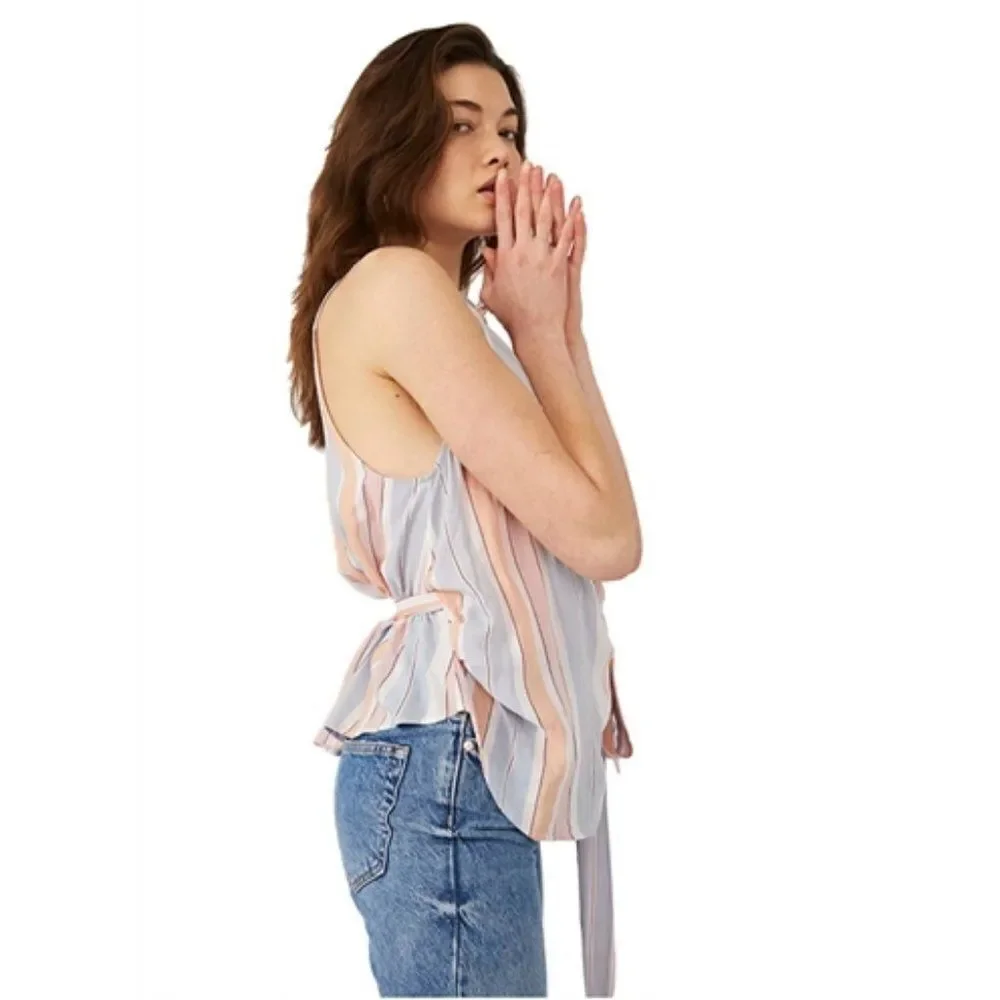 Free People Mackenzie Wrap Top in Ivory Combo